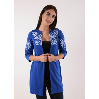 Embroidered cardigan "Ellada" blue